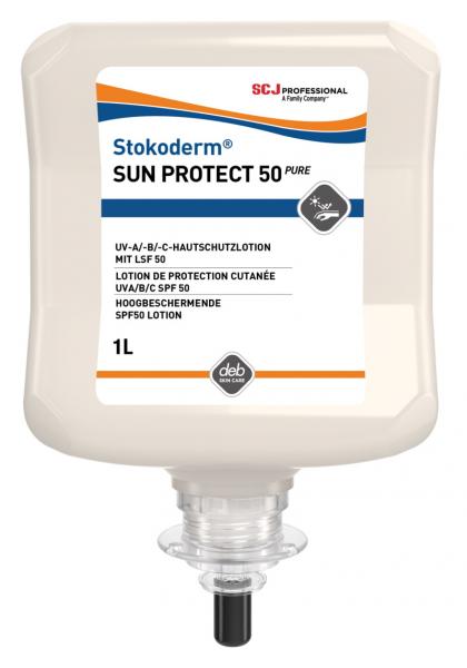 Stokoderm® Sun Protect 50 PURE ist ein duftstofffreies, wasserfestes Sonnenschutzmittel mit Lichtschutzfaktor 50. Mit breitem Wirkspektrum für den professionellen Gebrauch. Schützt die Haut vor den schädlichen Auswirkungen von UV-A-, UV-B und UV-C-Strahle